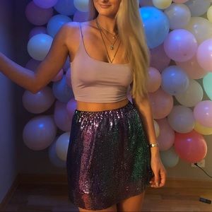 DISCO Euphoria Chainmail Skirt in holographic colors S 🕺🏼🪩